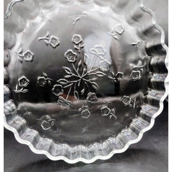 Quiche Pie Plate Anchor Hocking Vintage 10" Glass Dish Pattern Scalloped Edge - Picture 16 of 16